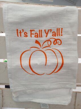 It’s Fall Y’all Pumpkin Kitchen Towel – Rustic Farmhouse Autumn Décor-omgFALL1